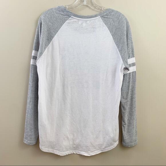 Peloton Scoop Neck Multi-Color Logo Print  White/Gray Long Sleeve Top - Picture 5 of 5